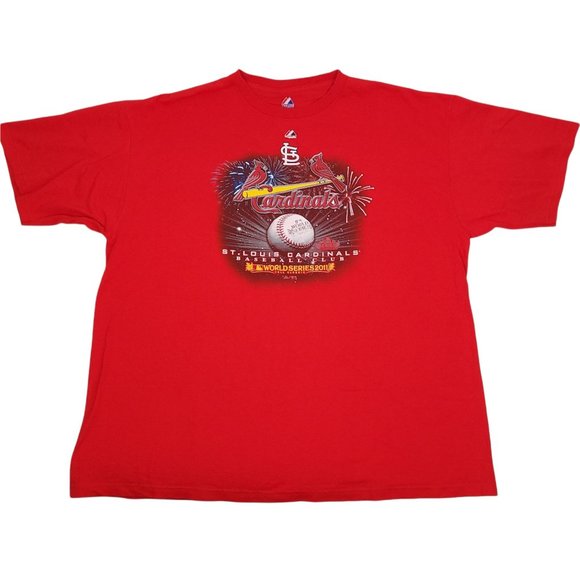 Majestic St Louis Cardinals T Shirt Size 2XL World Series 2011 Fall Classic Red - Picture 4 of 7